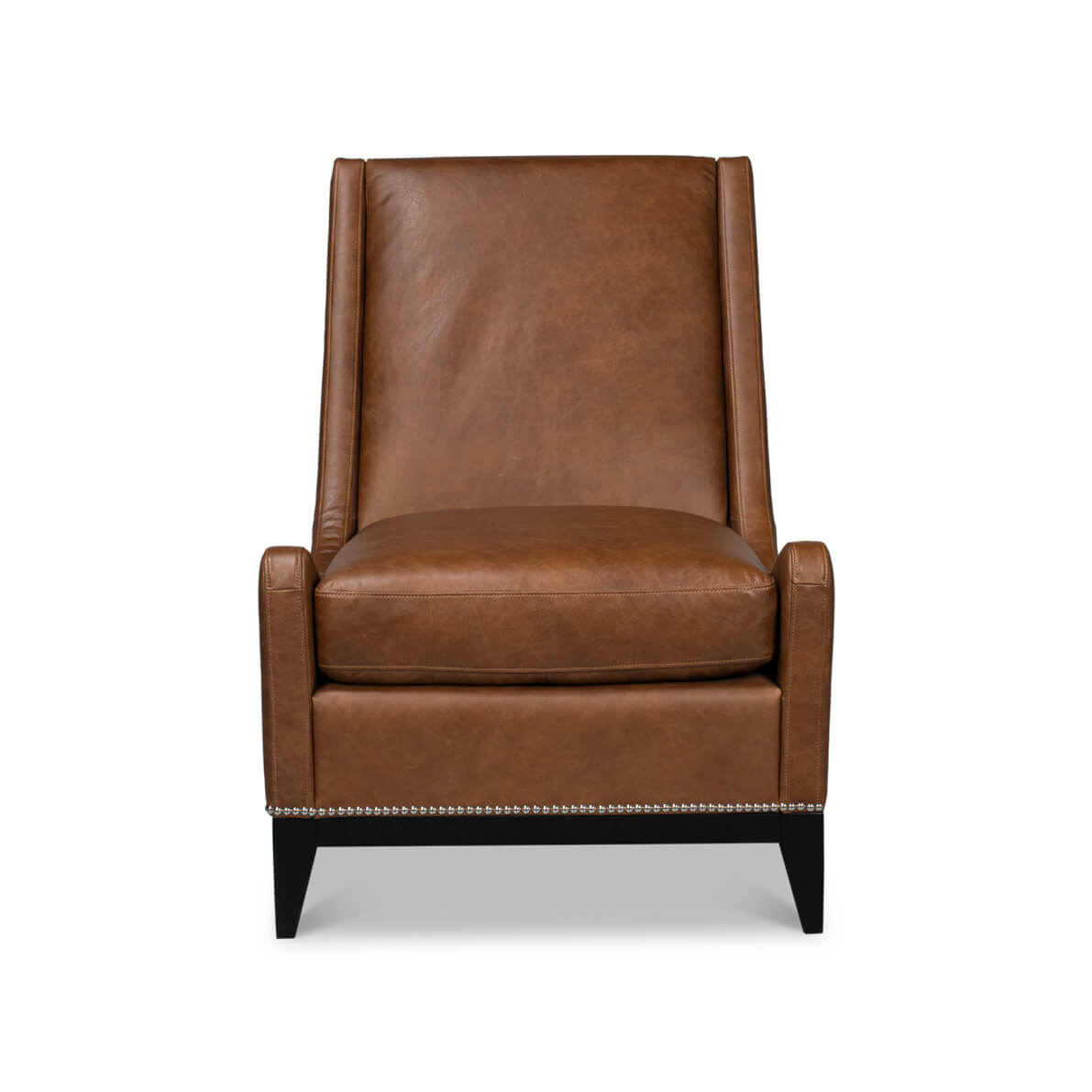 Cognac Leather Accent Chair - English Georgian America