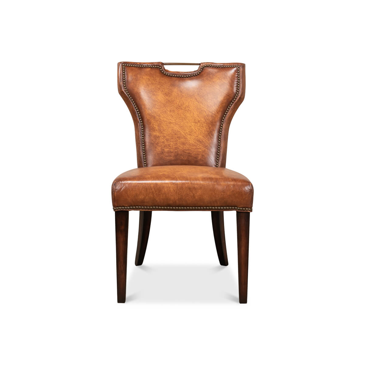 Cognac Leather Dining Chair - English Georgian America