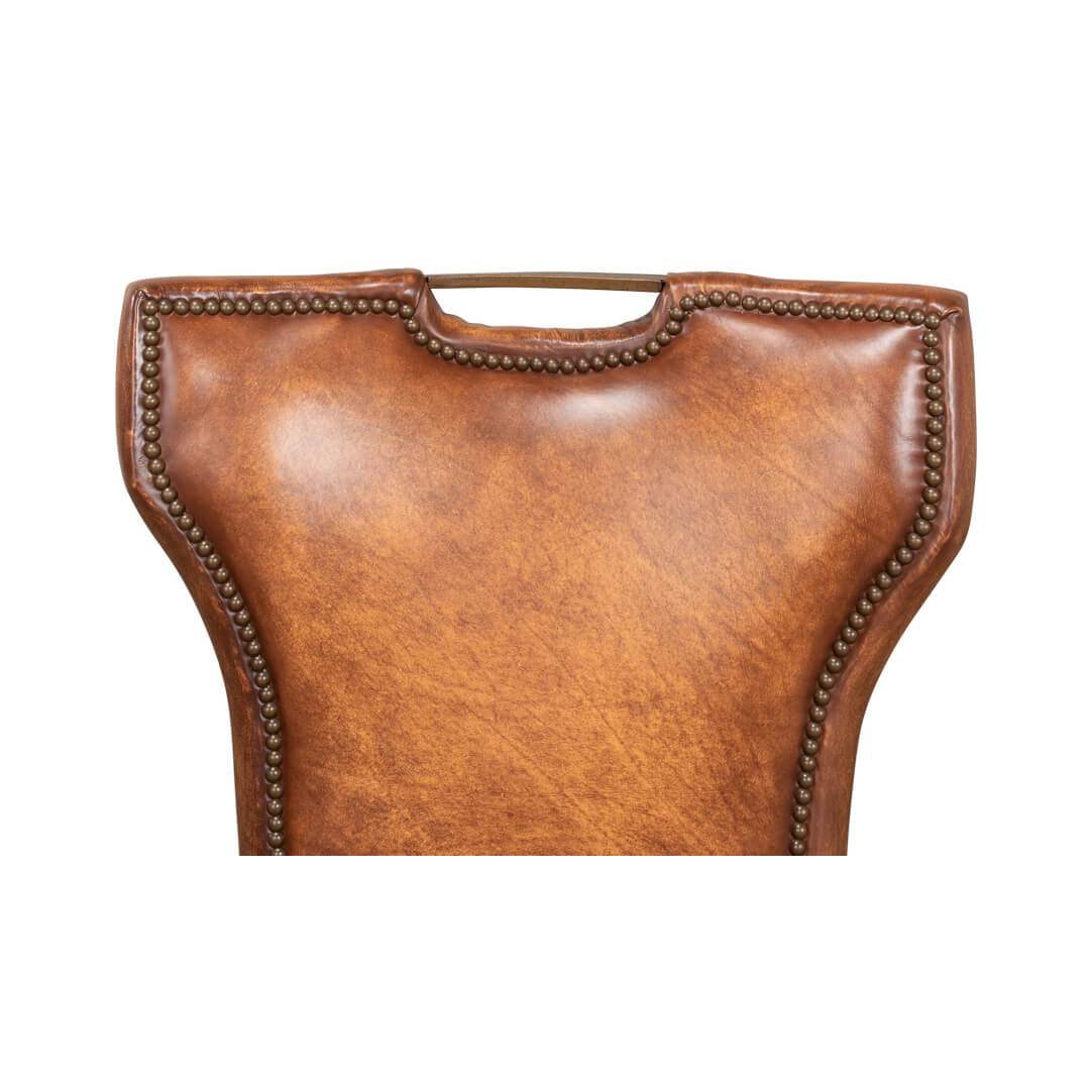 Cognac Leather Dining Chair - English Georgian America