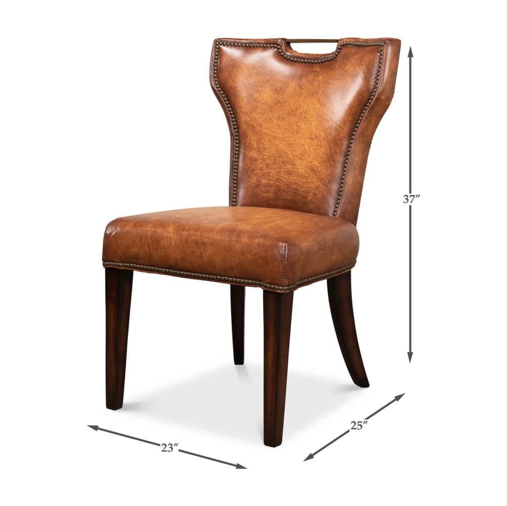 Cognac Leather Dining Chair - English Georgian America