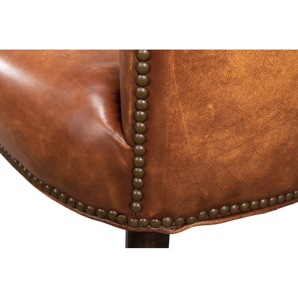 Cognac Leather Dining Chair - English Georgian America