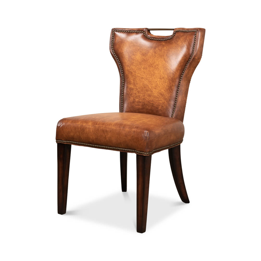 Cognac Leather Dining Chair - English Georgian America
