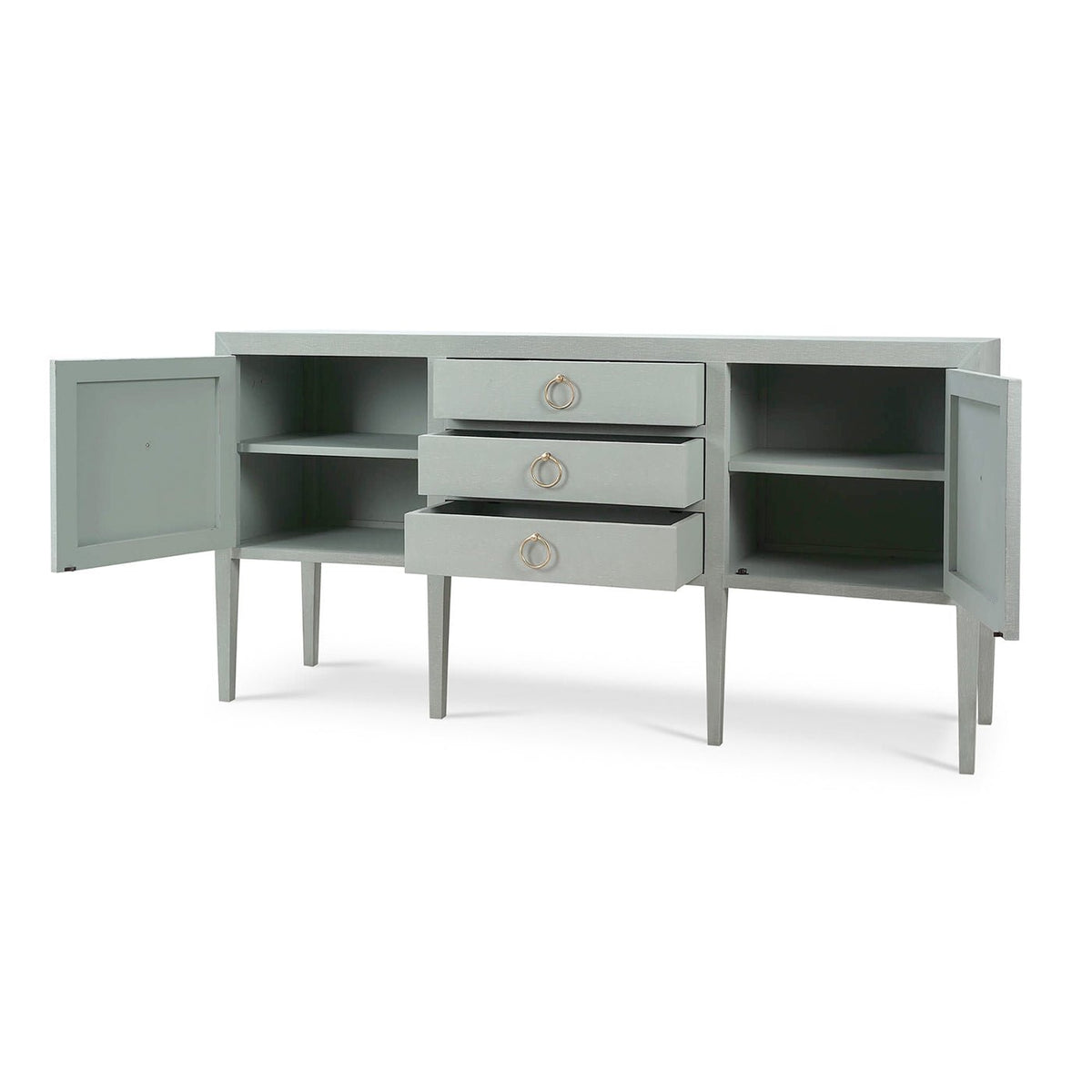 Concave Modern Sideboard - Blue Linen - English Georgian America