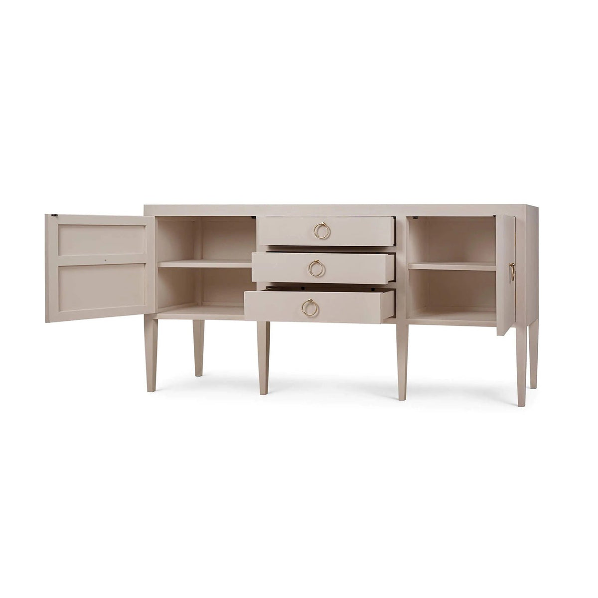 Concave Modern Sideboard - Cream Linen - English Georgian America
