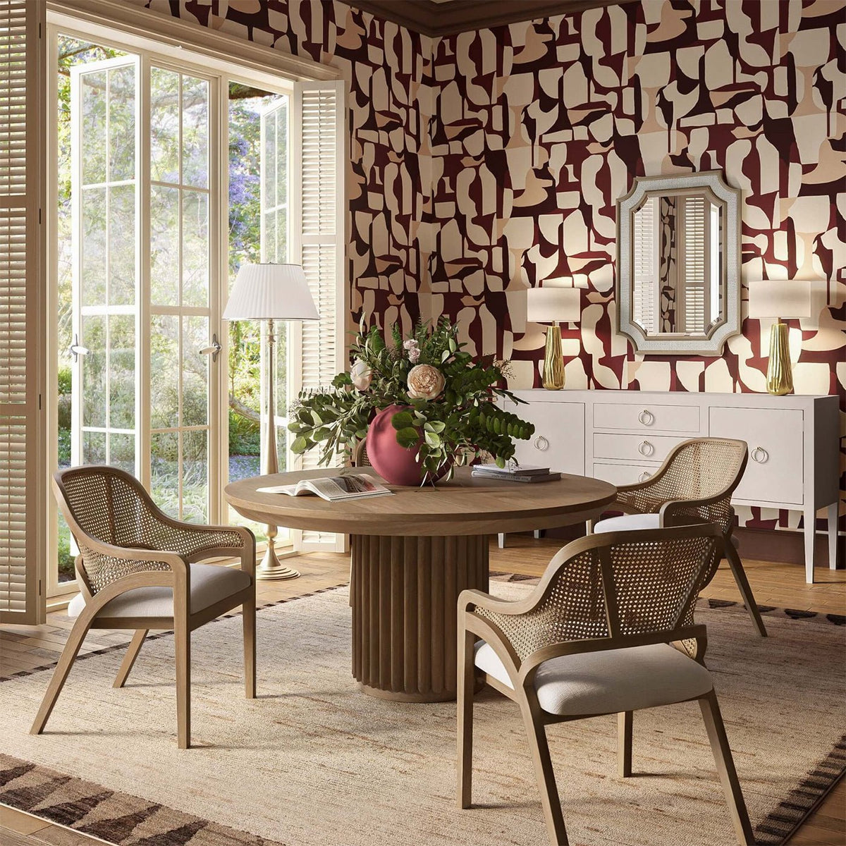 Concave Modern Sideboard - Cream Linen - English Georgian America