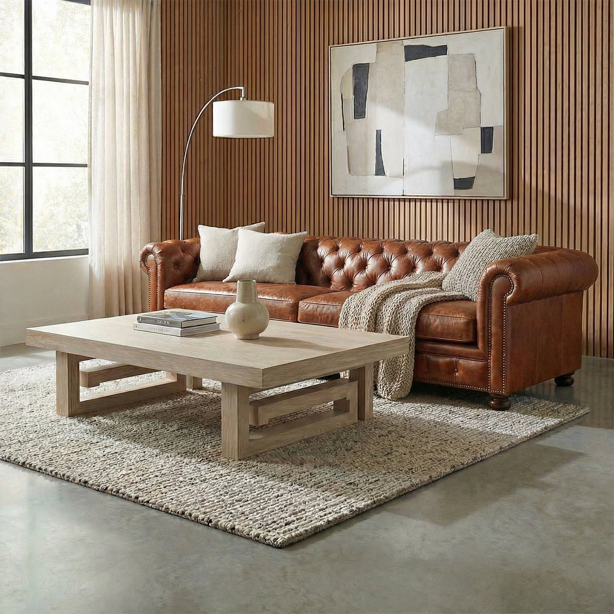 Contemporary Brutalist Geometric Coffee Table - English Georgian America