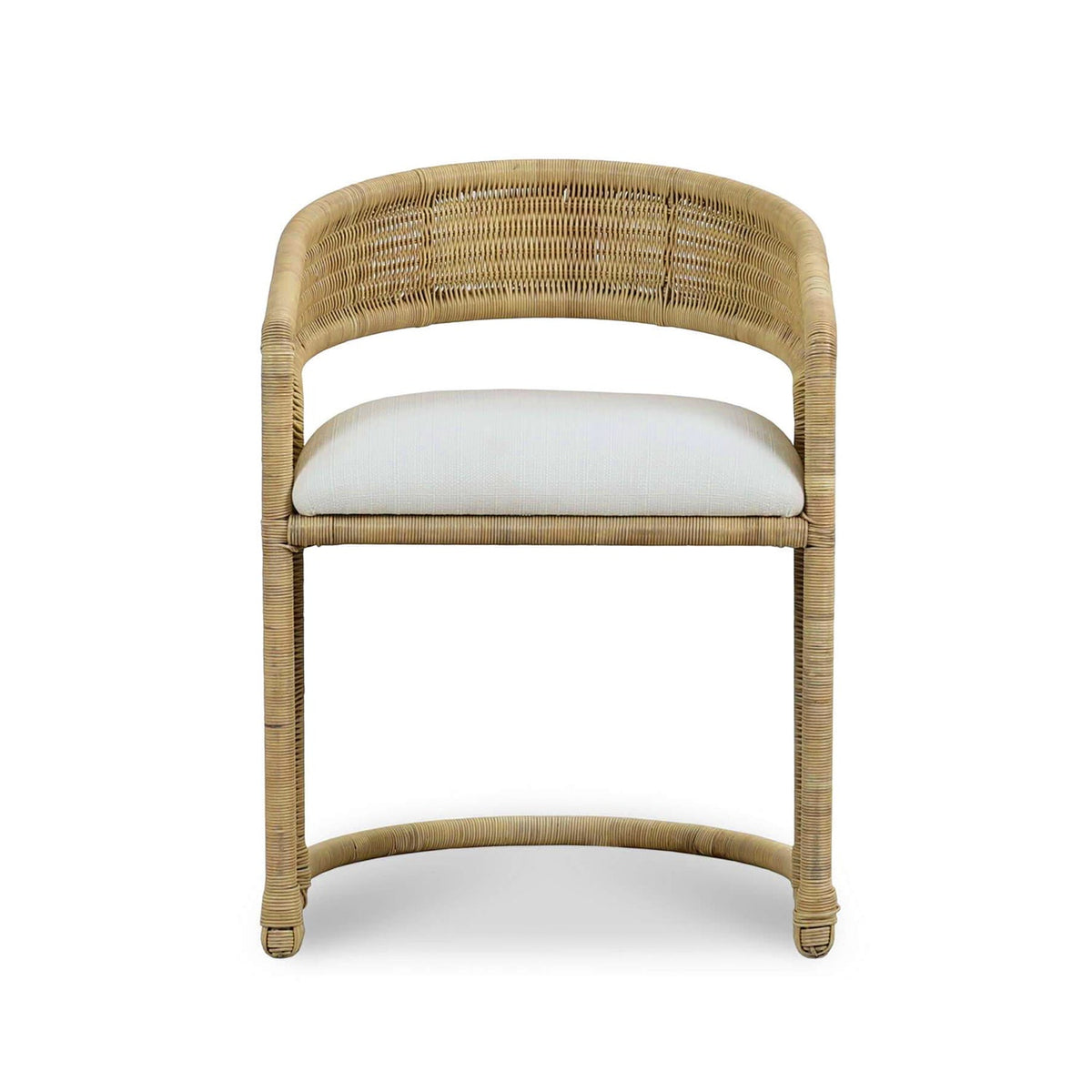 Contemporary Coastal Rattan Barrel Dining Chair - English Georgian America