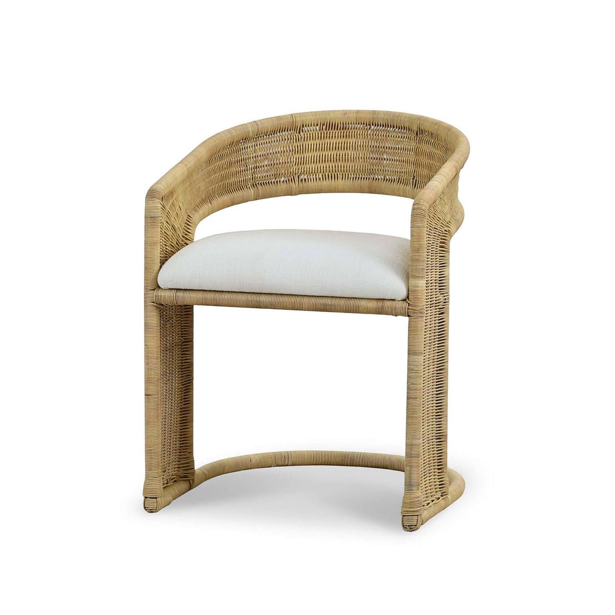 Contemporary Coastal Rattan Barrel Dining Chair - English Georgian America