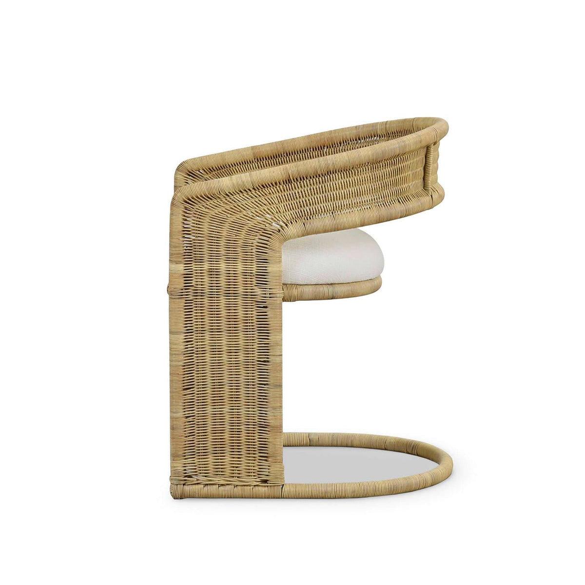 Contemporary Coastal Rattan Barrel Dining Chair - English Georgian America