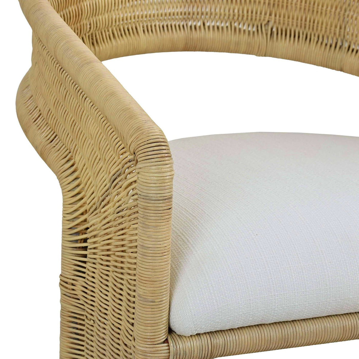 Contemporary Coastal Rattan Barrel Dining Chair - English Georgian America