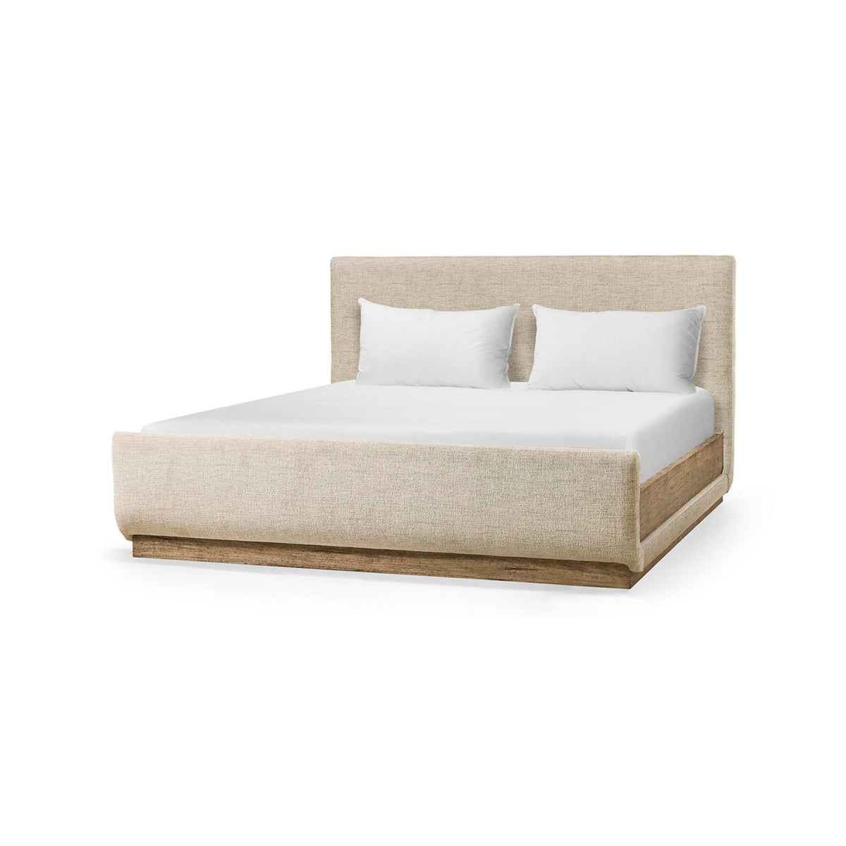 Contemporary Upholstered CAL King Bed with Wood Base - English Georgian America