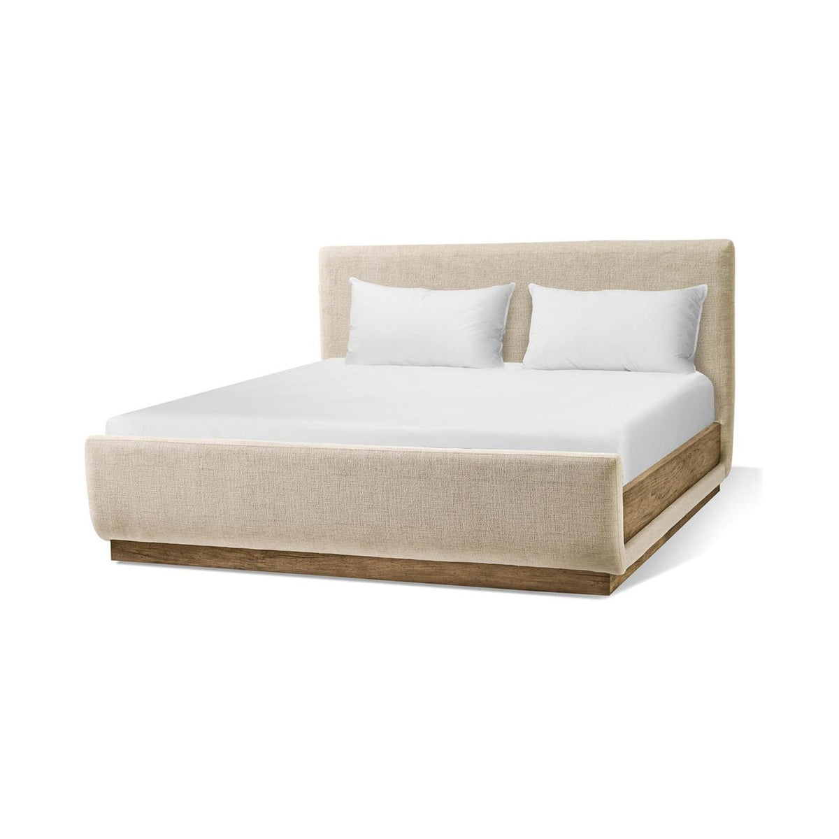 Contemporary Upholstered King Bed with Wood Base - English Georgian America