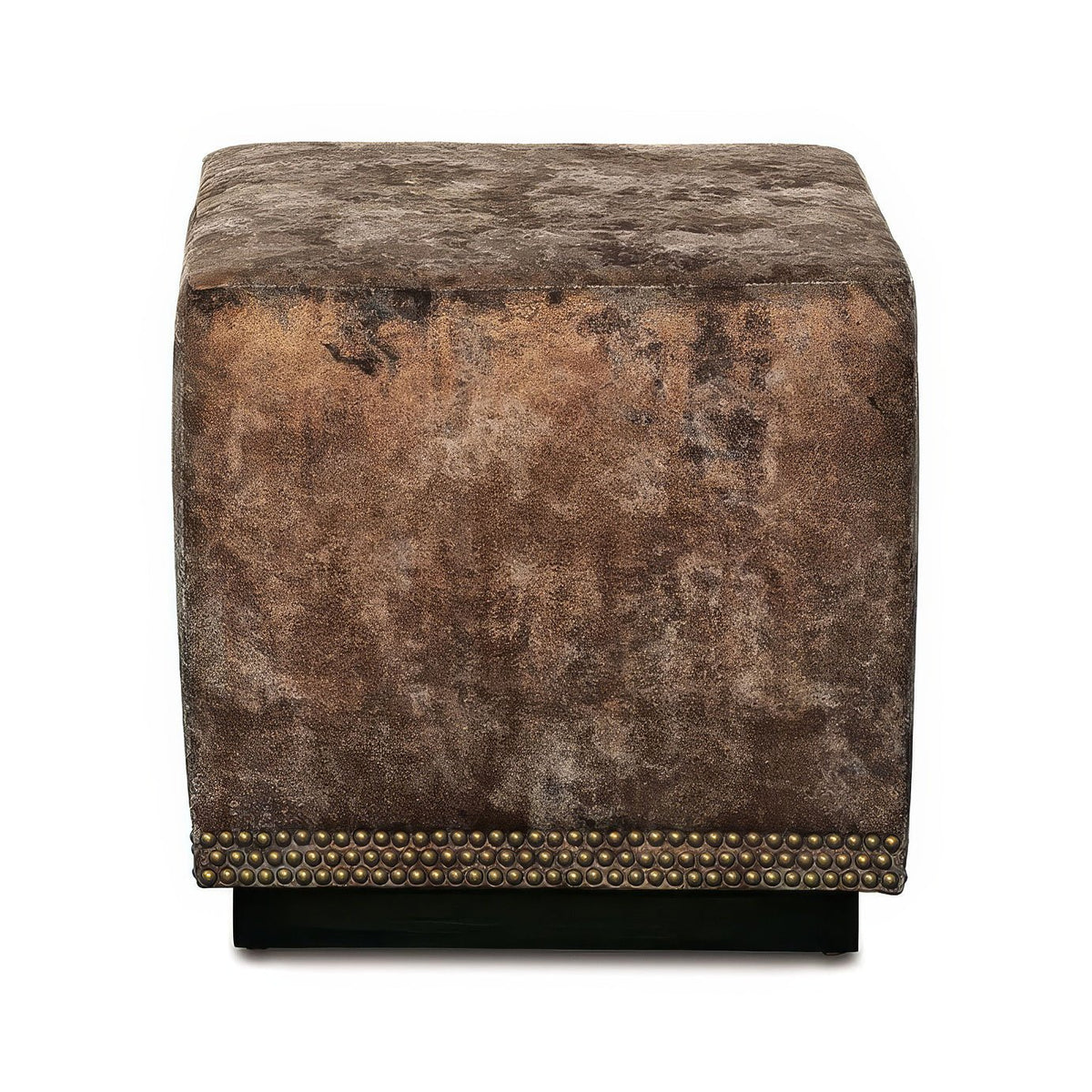 Copper Velvet Cube Ottoman - English Georgian America