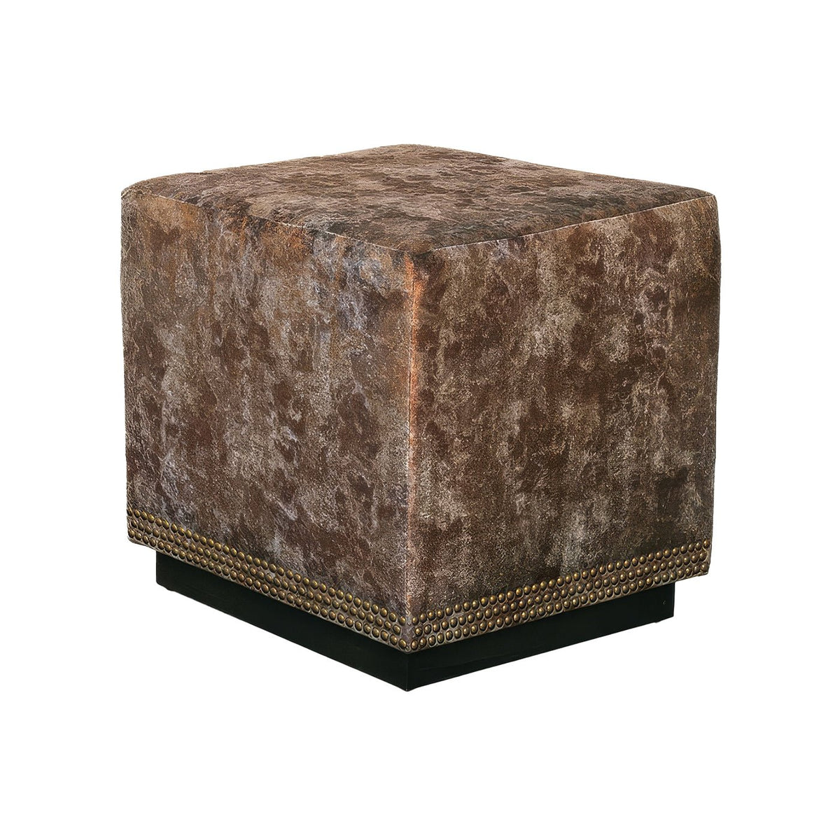 Copper Velvet Cube Ottoman - English Georgian America