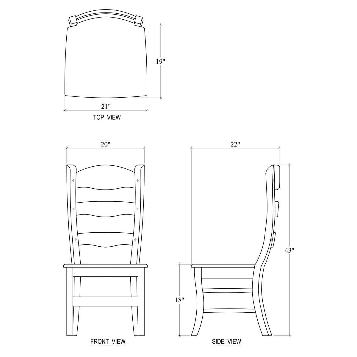 Country Dining Ladder Back Chair - English Georgian America