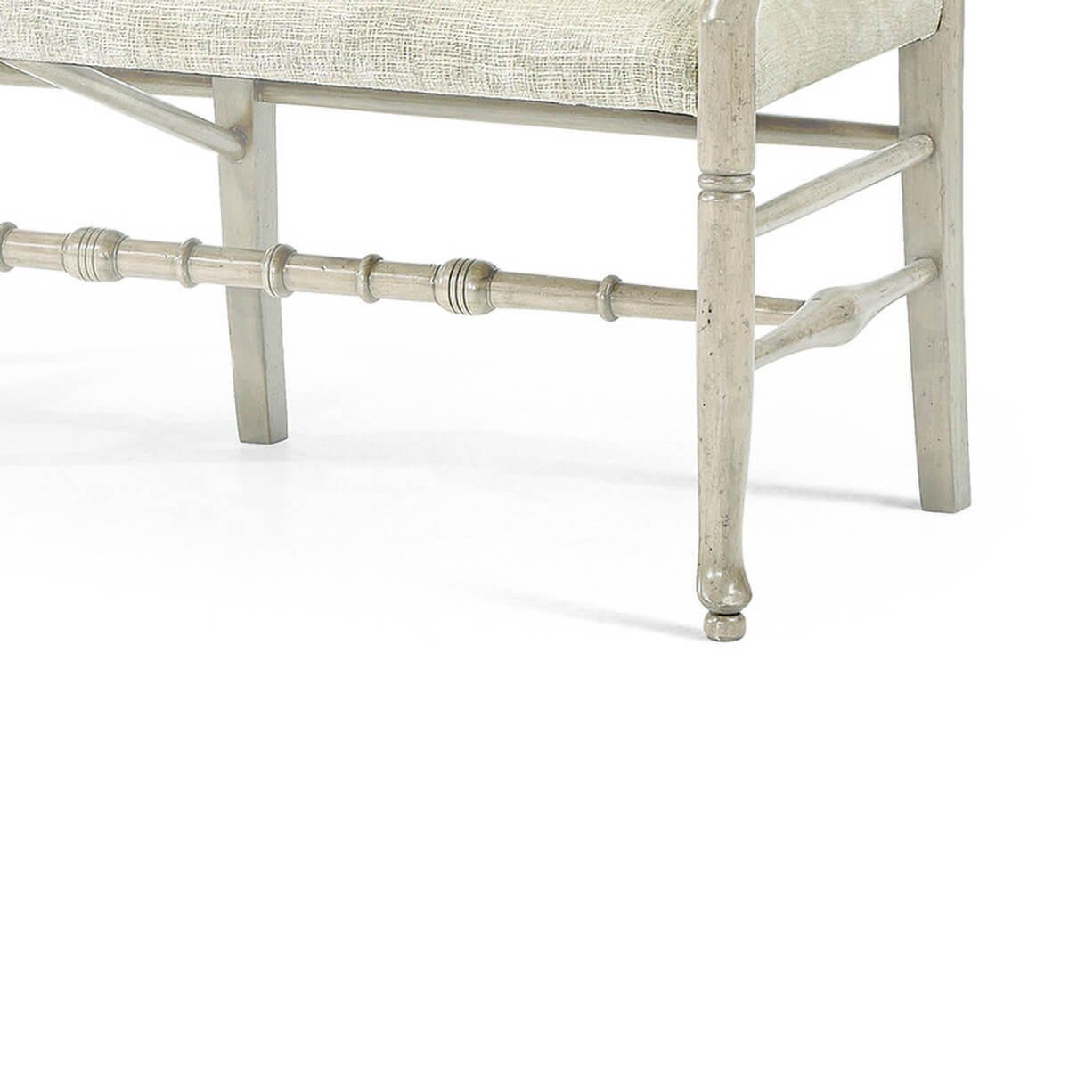 Country Ladder Back Whitewash Bench - English Georgian America