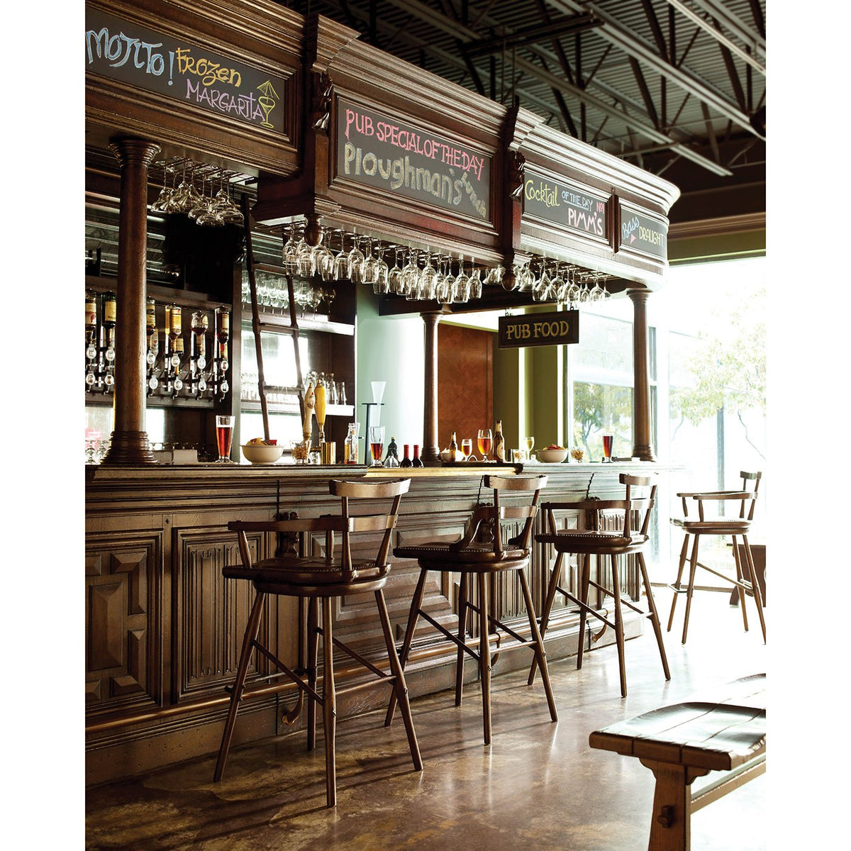 Country Oak Side Bar Stool - English Georgian America