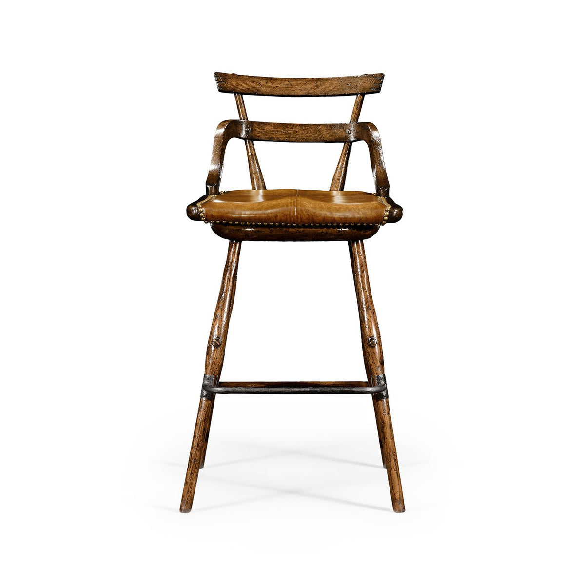 Country Oak Side Bar Stool - English Georgian America