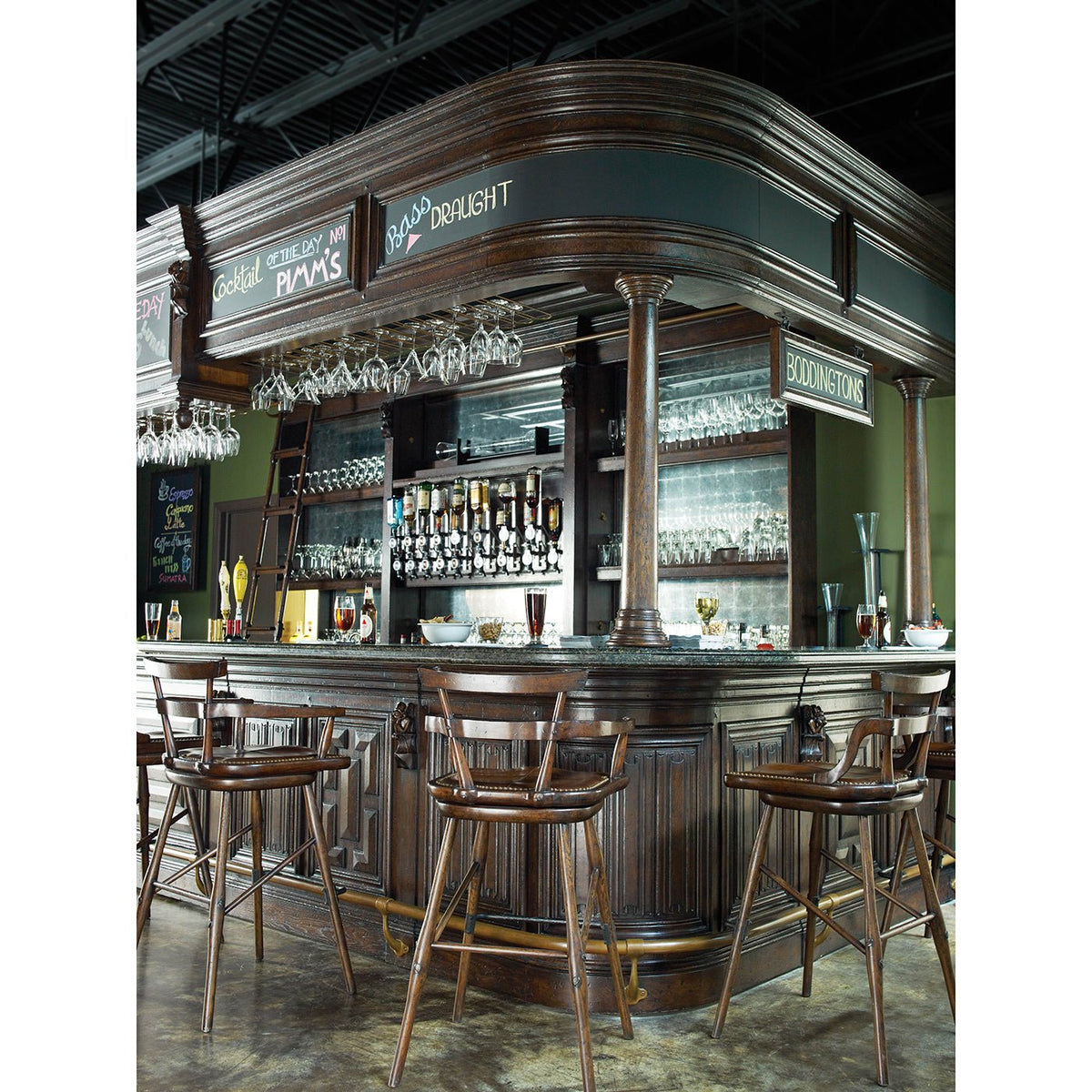 Country Oak Side Bar Stool - English Georgian America