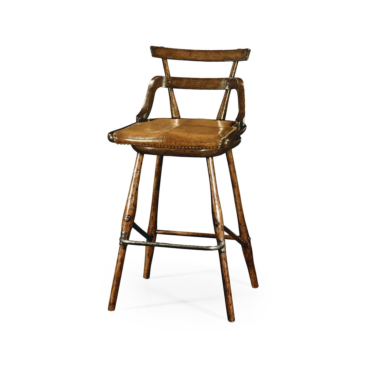 Country Oak Side Bar Stool - English Georgian America