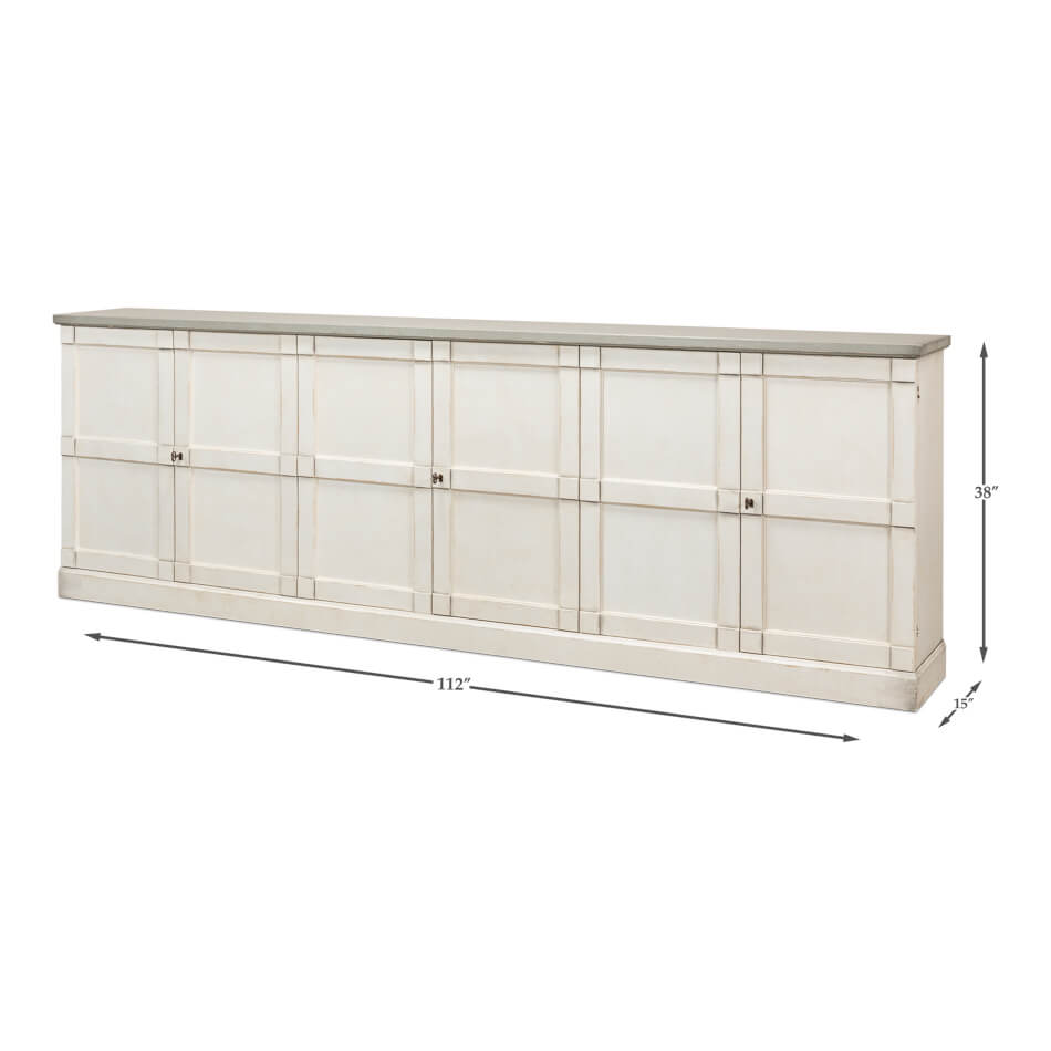 Country Off White and Gray Painted Sideboard - English Georgian America