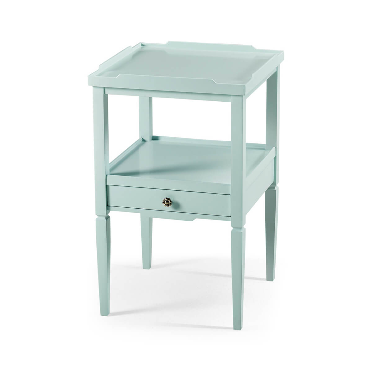 Country Painted Two Tier End Table - Palladian Blue - English Georgian America