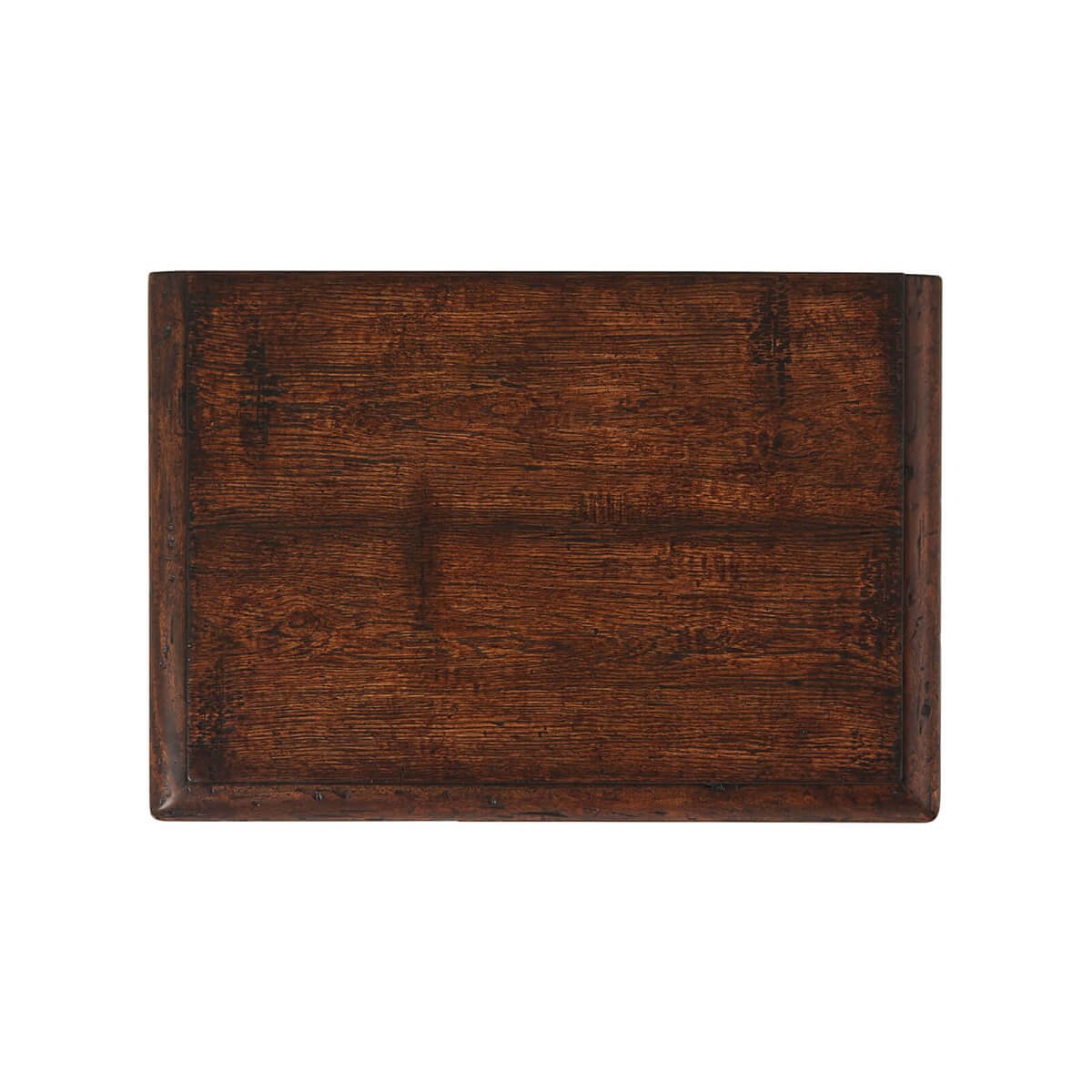 Country Rustic Oak Bedside Table - English Georgian America