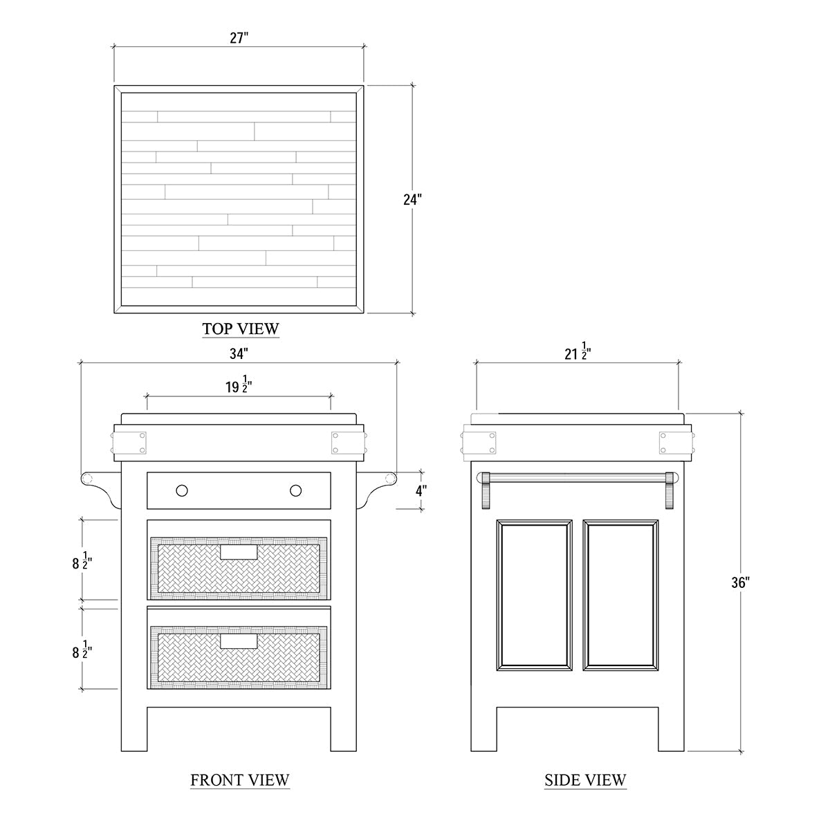 Country Small Kitchen Island - English Georgian America