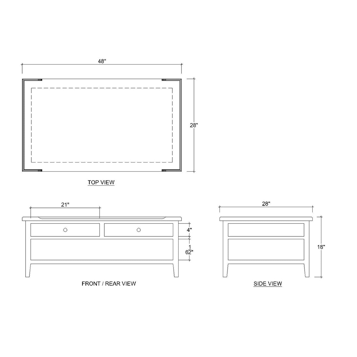 Country Style Coffee Table in Batavia Black - English Georgian America
