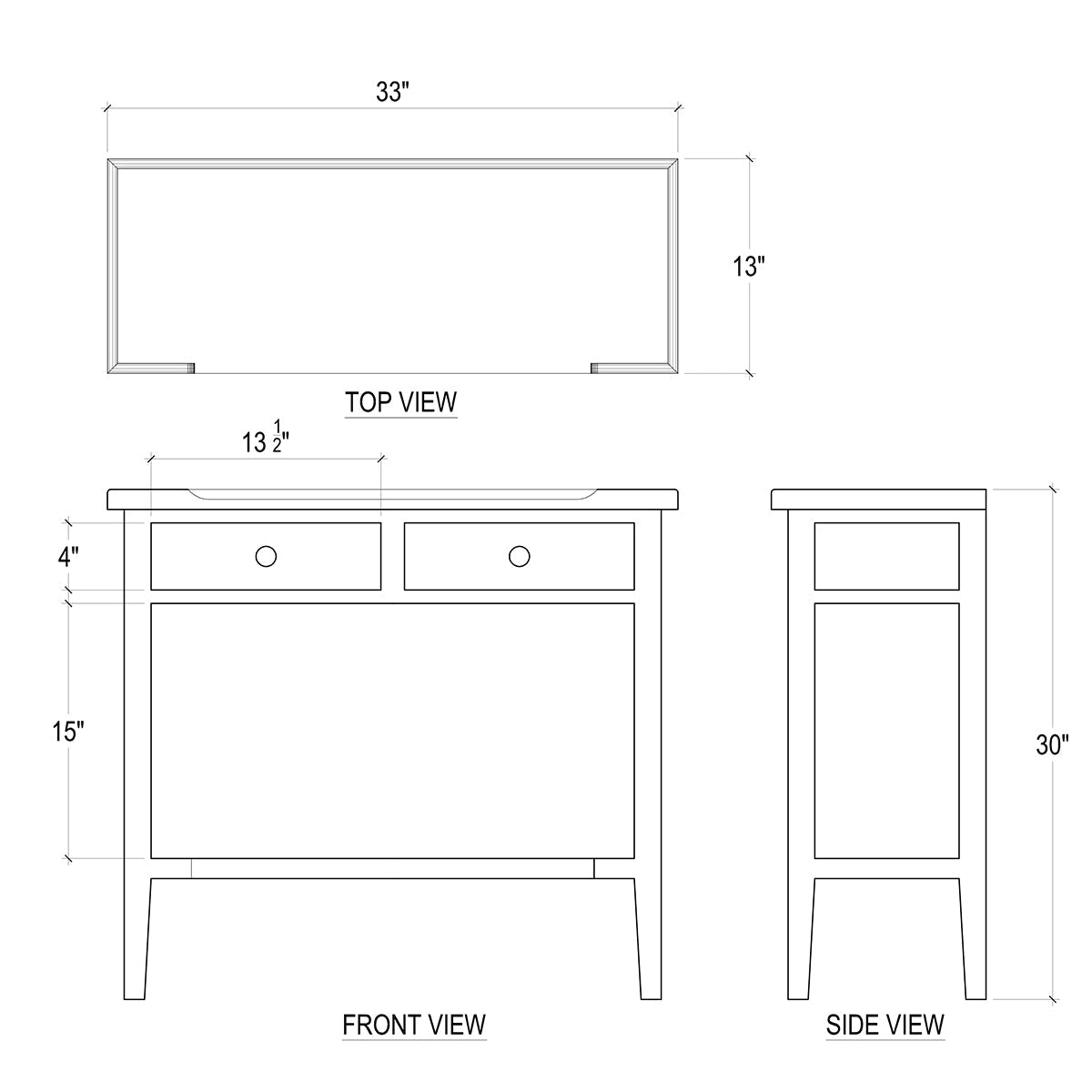 Country Style Console Table in Batavia Black - English Georgian America