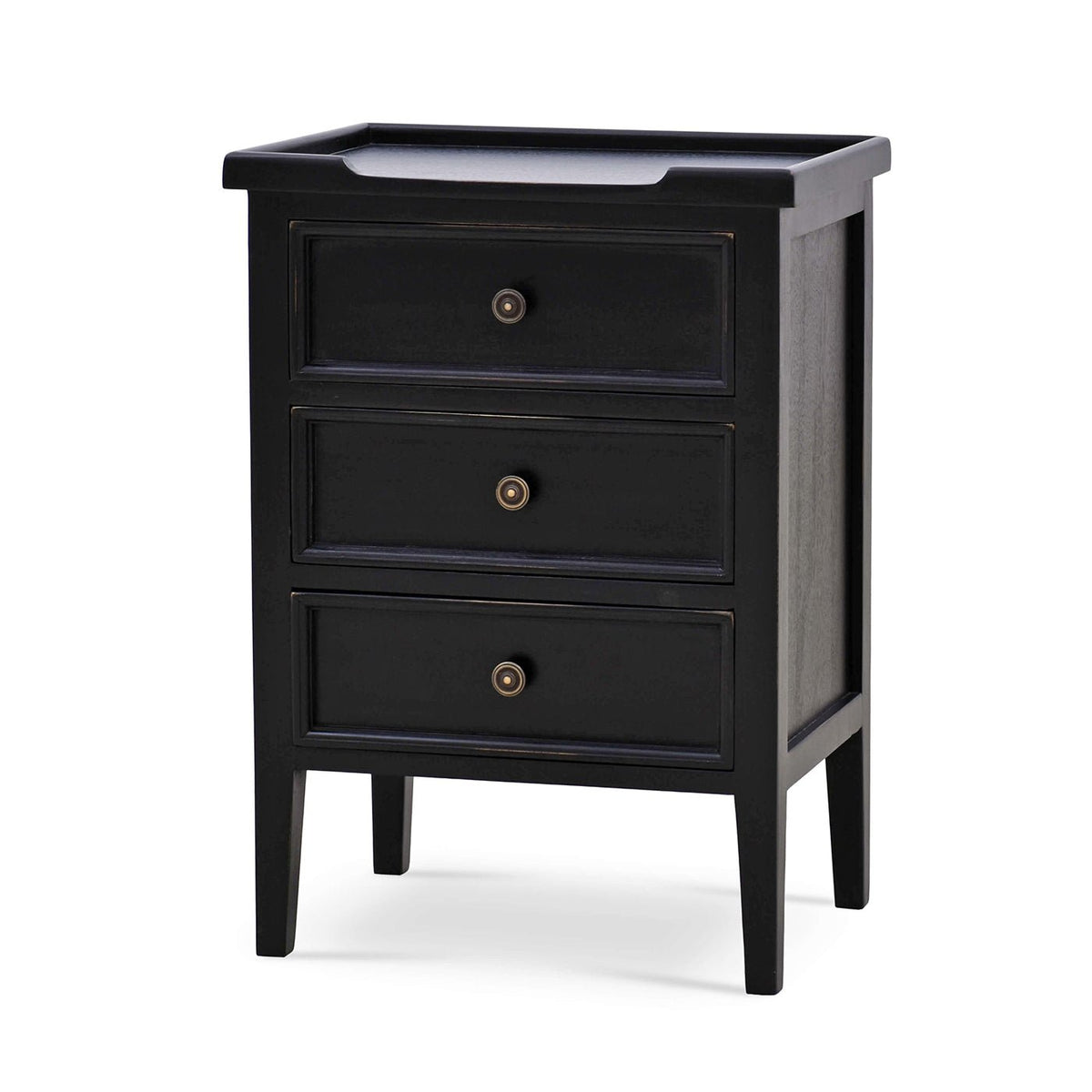 Country Style Three Drawer End Table in Black - English Georgian America