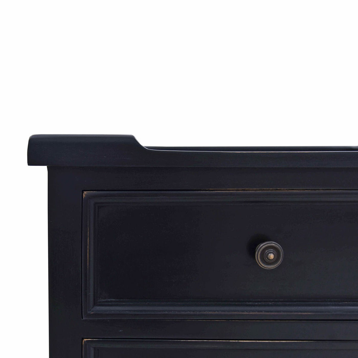 Country Style Three Drawer End Table in Black - English Georgian America