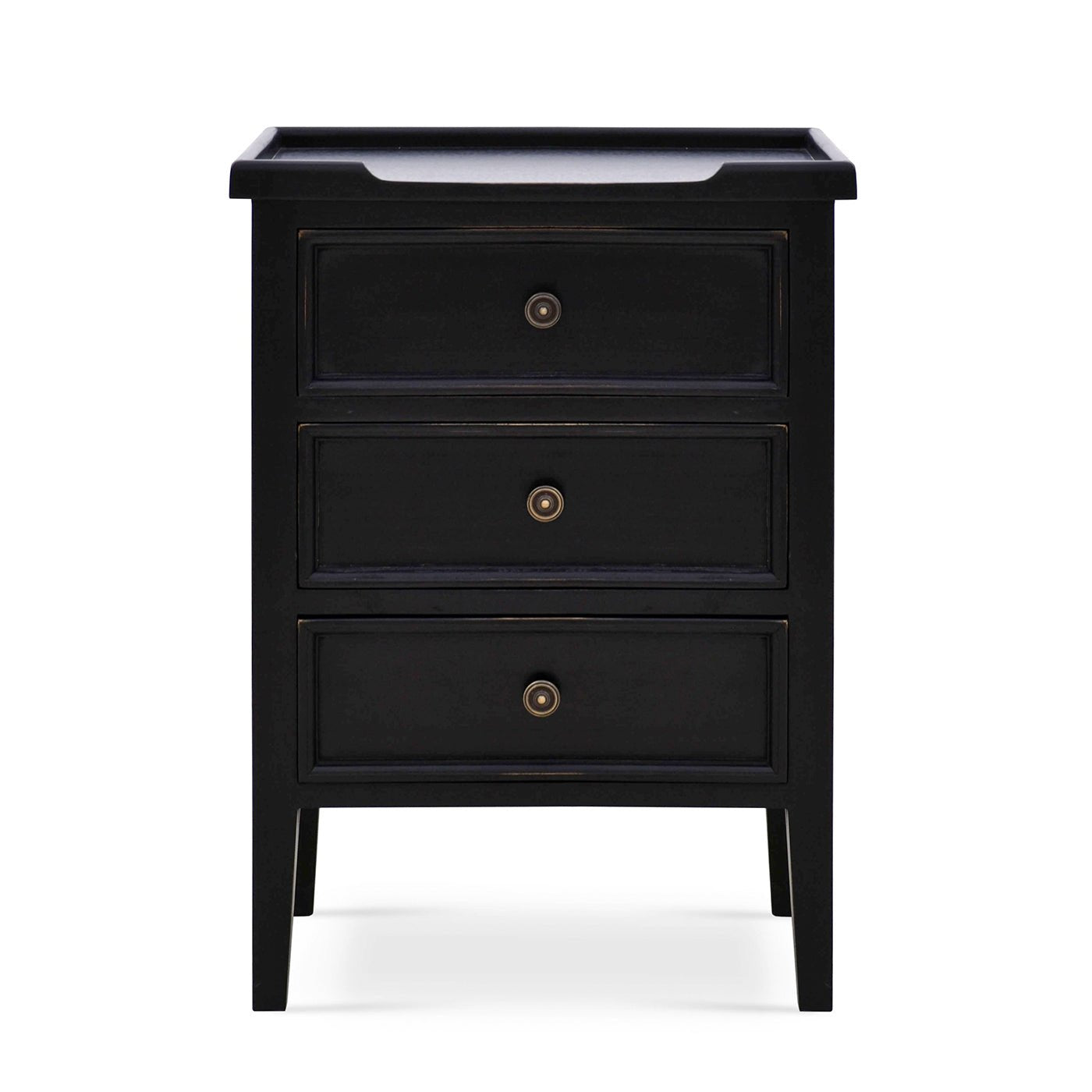 Country Style Three Drawer End Table in Black - English Georgian America