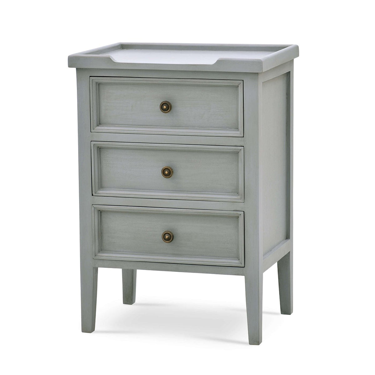 Country Style Three Drawer End Table in Charleston Gray - English Georgian America