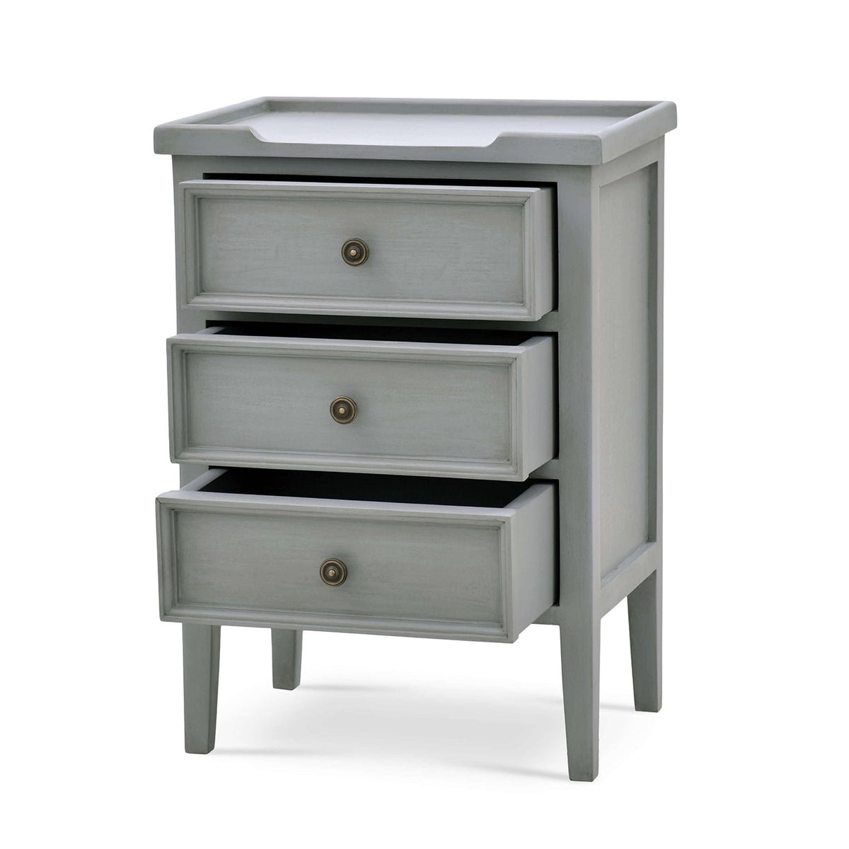 Country Style Three Drawer End Table in Charleston Gray - English Georgian America