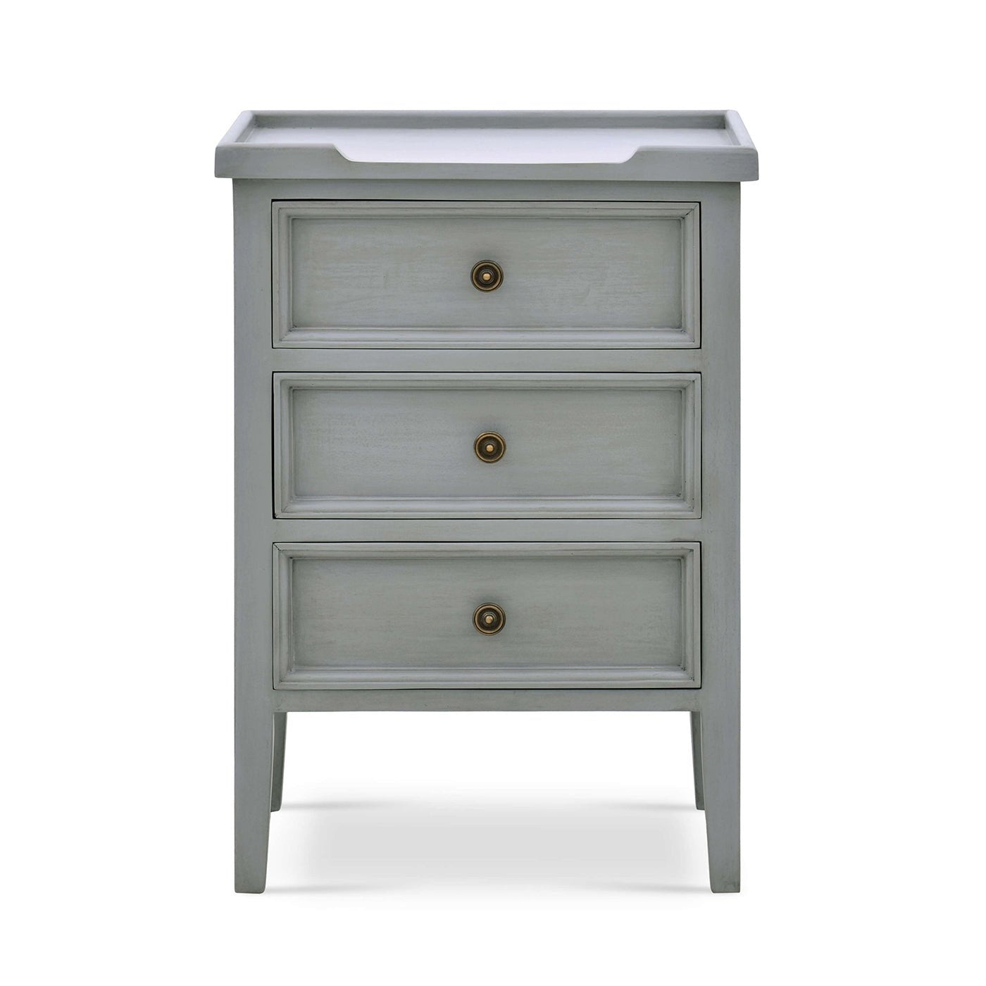 Country Style Three Drawer End Table in Charleston Gray - English Georgian America