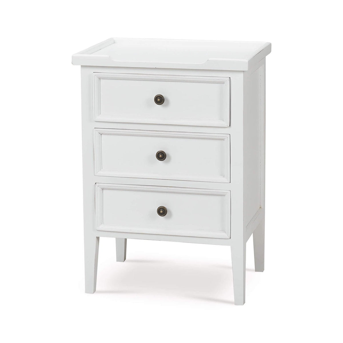 Country Style Three Drawer End Table in White - English Georgian America