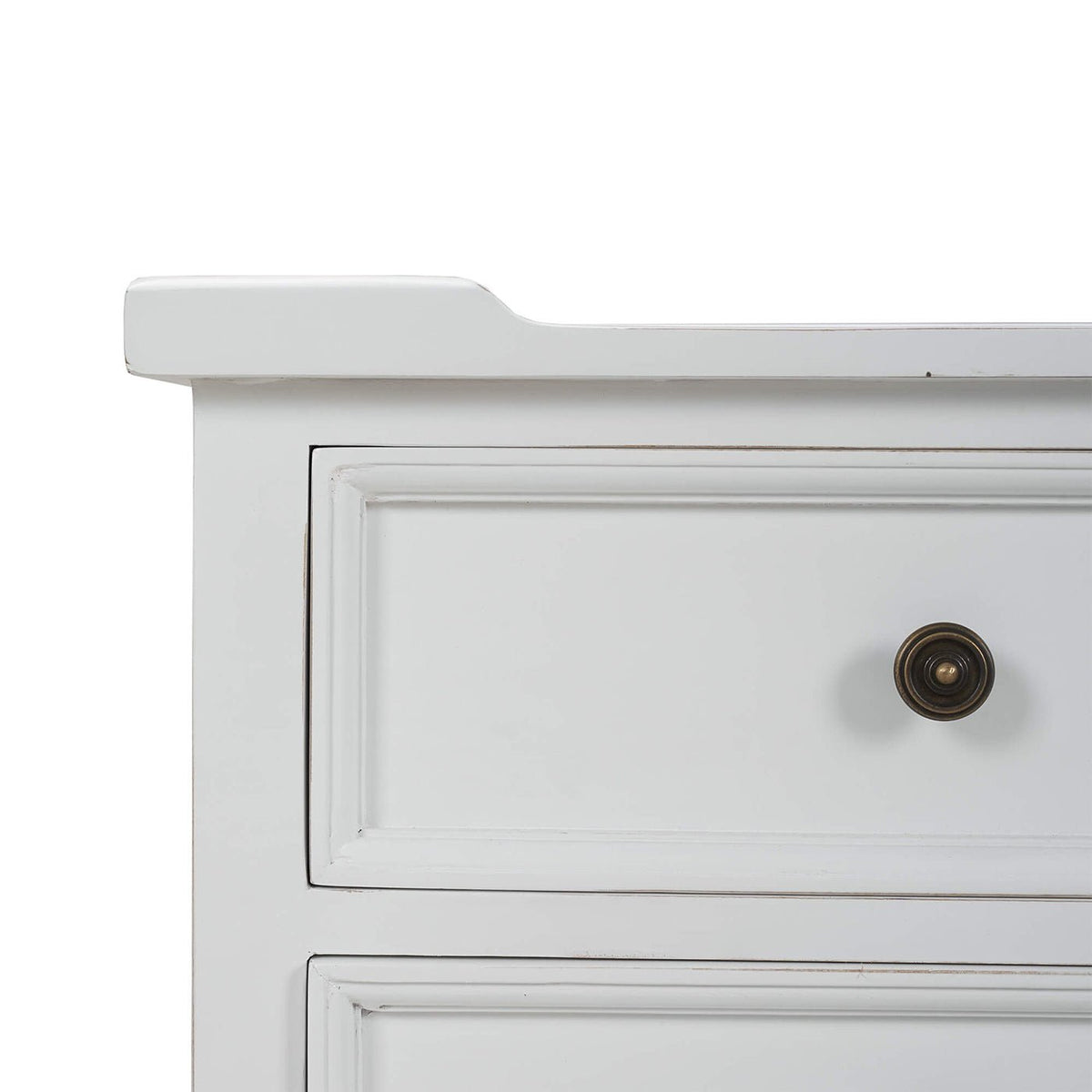 Country Style Three Drawer End Table in White - English Georgian America