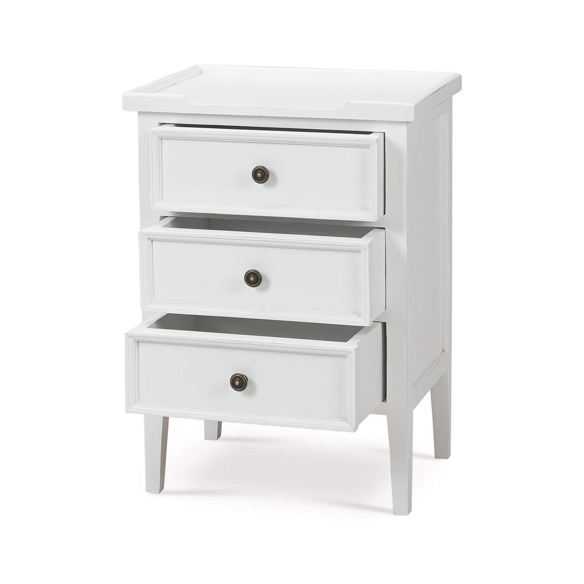 Country Style Three Drawer End Table in White - English Georgian America