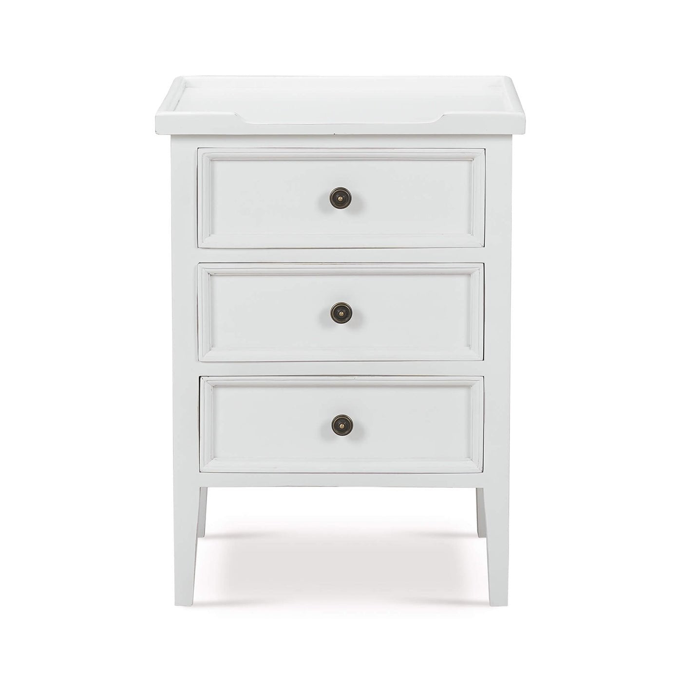 Country Style Three Drawer End Table in White - English Georgian America