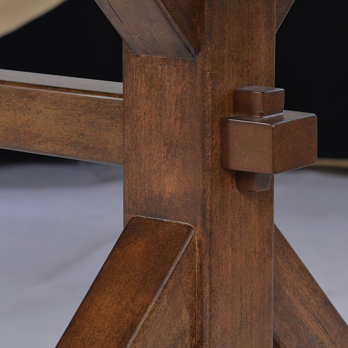 Country Trestle Dining Table - Dark Rustic Finish - English Georgian America