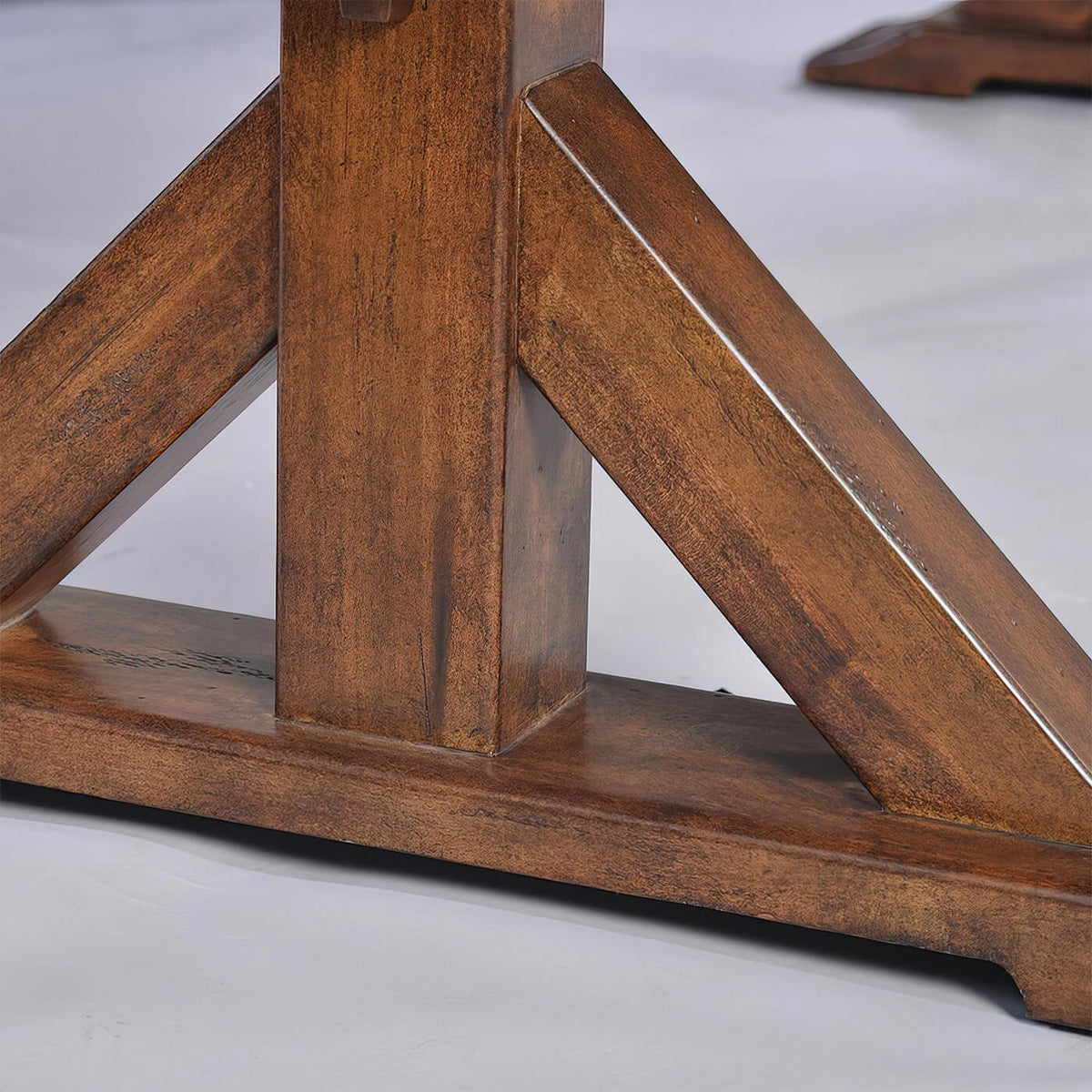 Country Trestle Dining Table - Dark Rustic Finish - English Georgian America