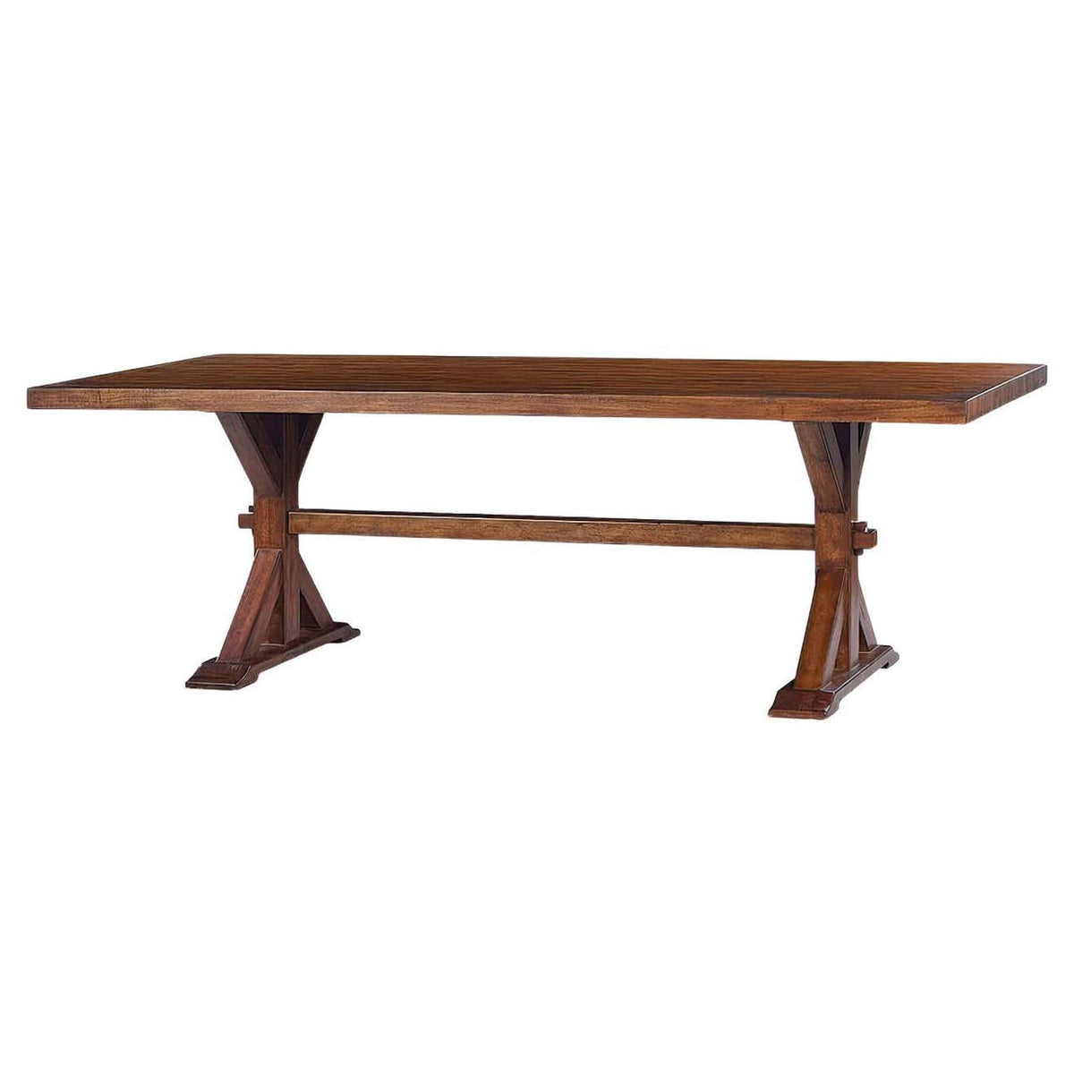 Country Trestle Dining Table - Dark Rustic Finish - English Georgian America