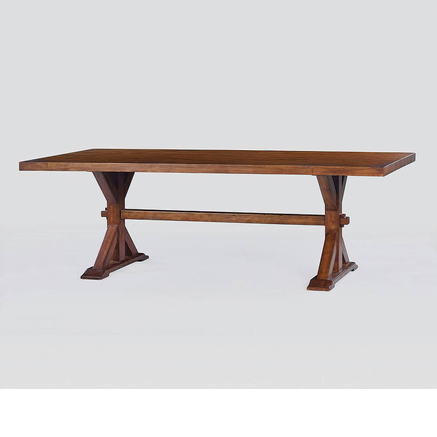 Country Trestle Dining Table - Dark Rustic Finish - English Georgian America
