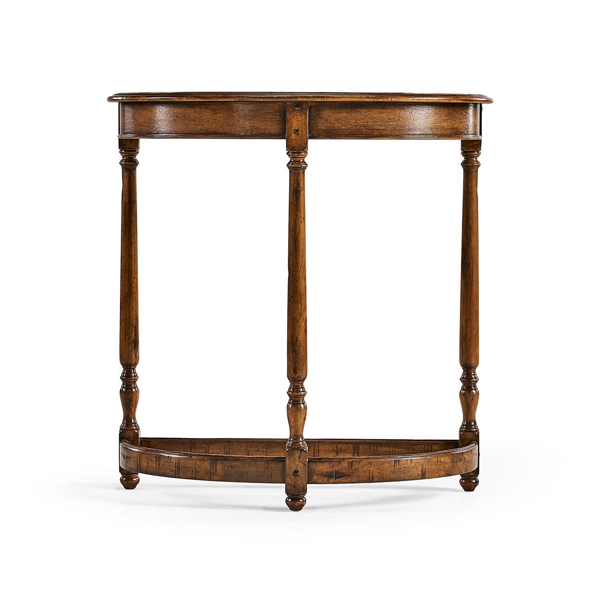 Country Walnut Demilune Console - English Georgian America