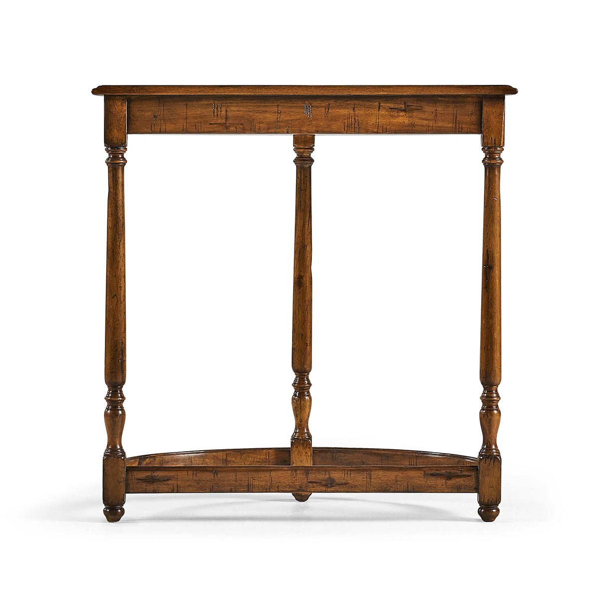 Country Walnut Demilune Console - English Georgian America