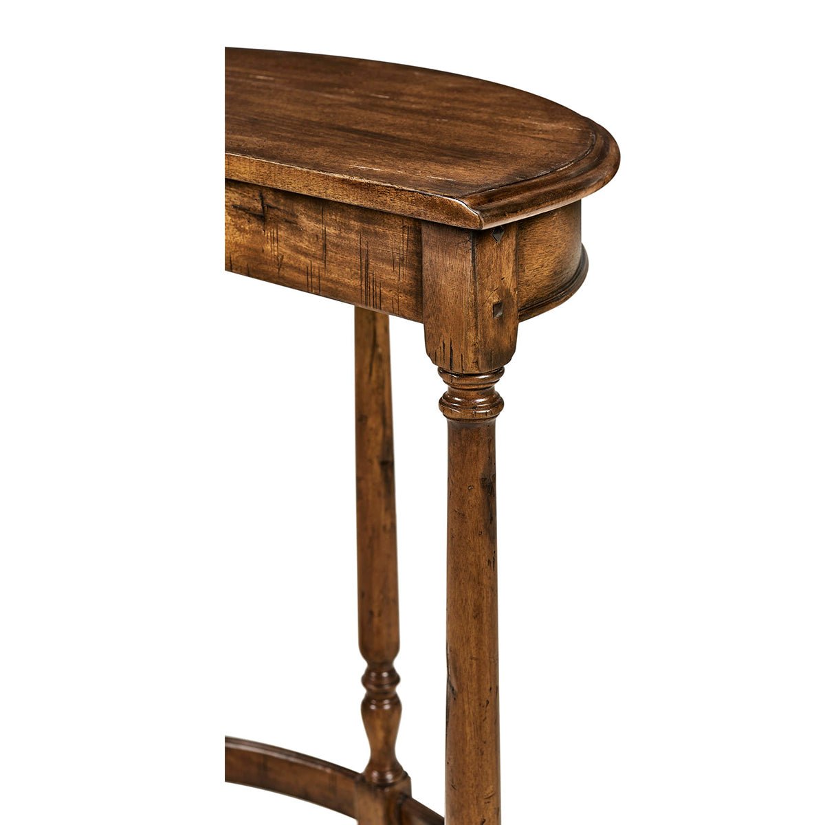 Country Walnut Demilune Console - English Georgian America