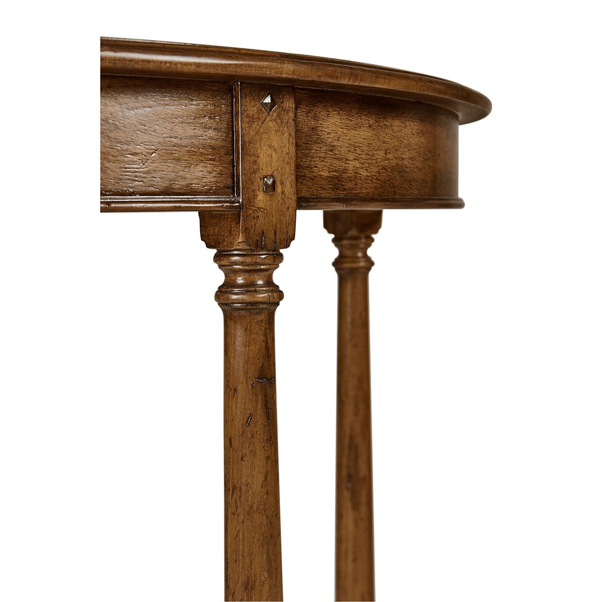 Country Walnut Demilune Console - English Georgian America