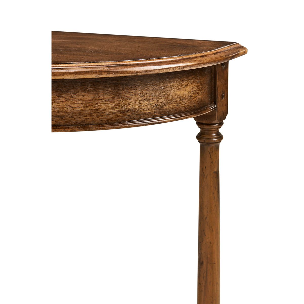 Country Walnut Demilune Console - English Georgian America