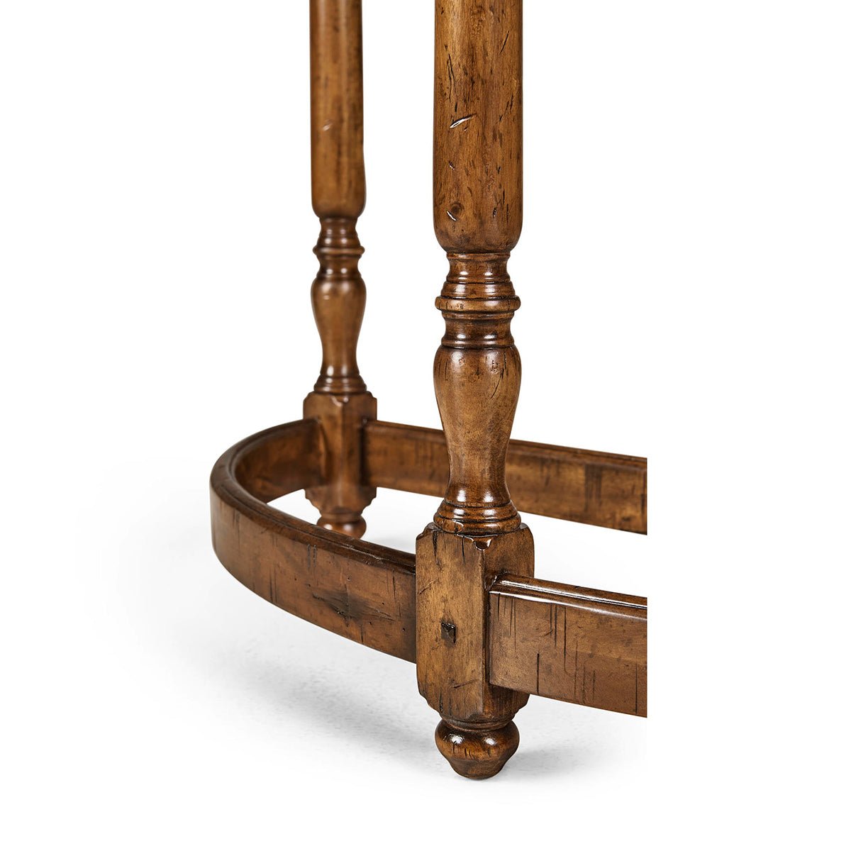 Country Walnut Demilune Console - English Georgian America